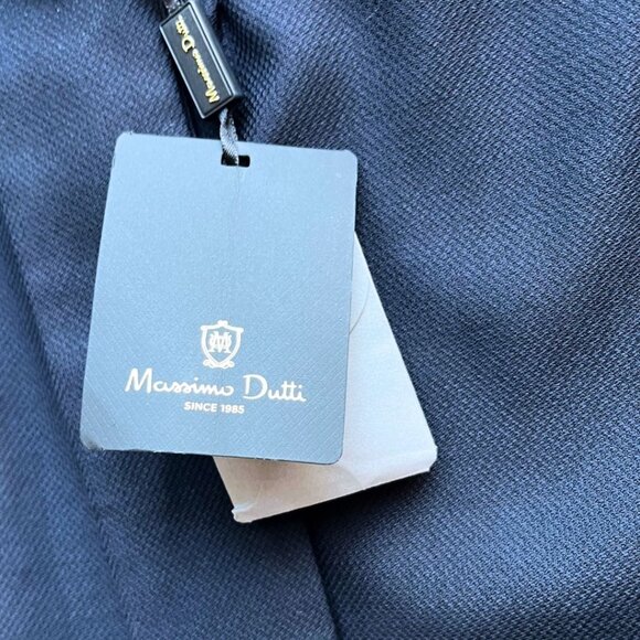 NWT MASSIMO DUTTI NAVY FRONT MARBLED OVERSIZED BUTTON PENCIL SKIRT - 6 - Picture 5 of 12